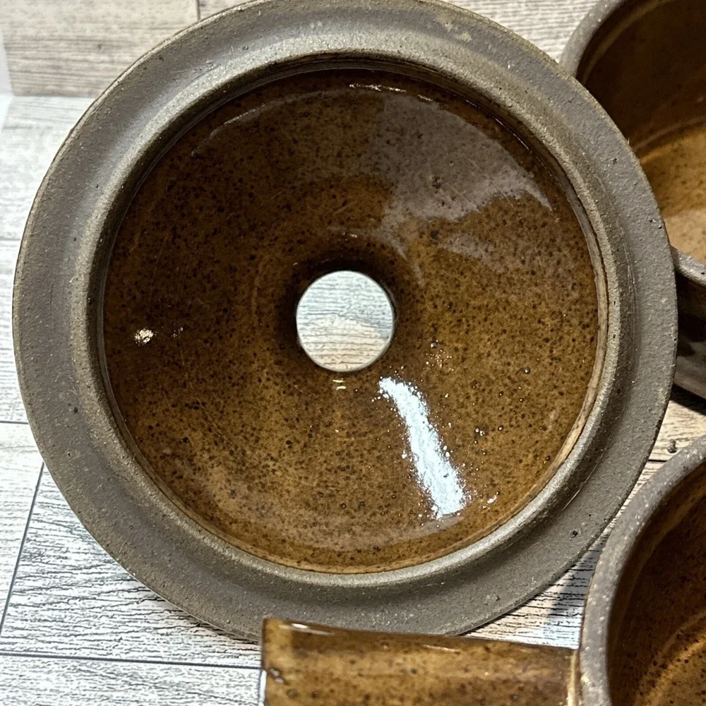 Pottery Crock w/ Handle & Vented Lid 5x4